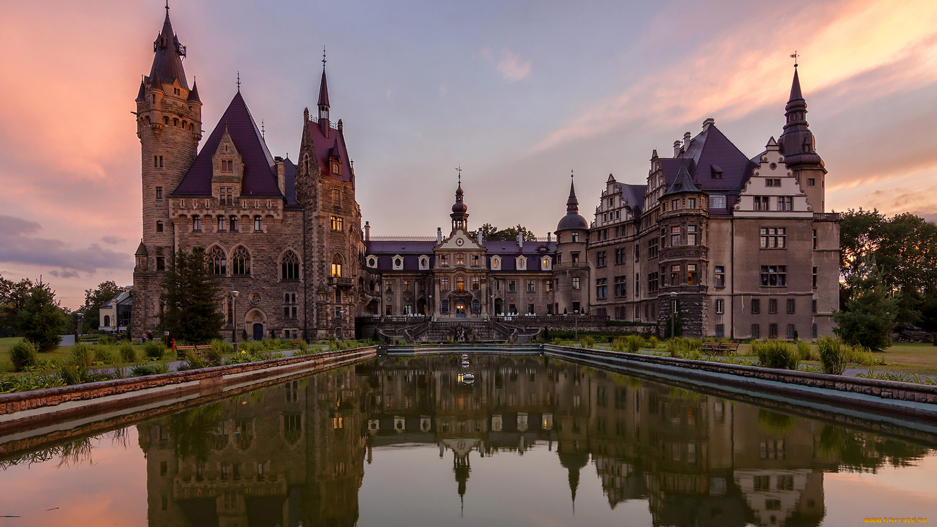 moszna, castle, города, замки, польши, moszna, castle