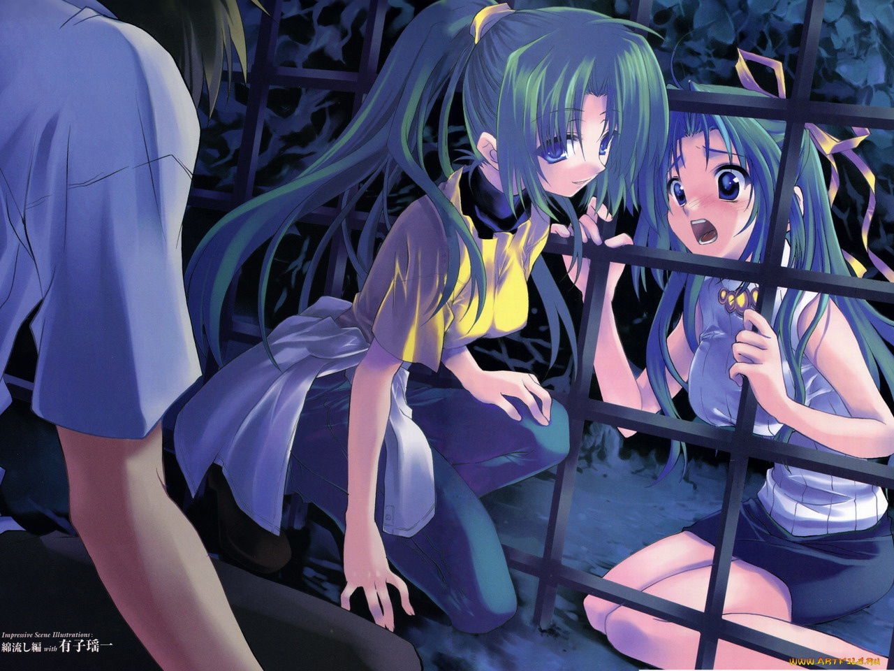 аниме, higurashi, no, naku, koro, ni, sonozaki, mion, shion, maebara, keiichi