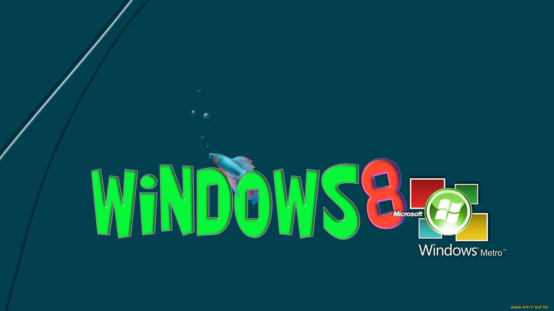 компьютеры, windows, 8, логотип, фон, рыба