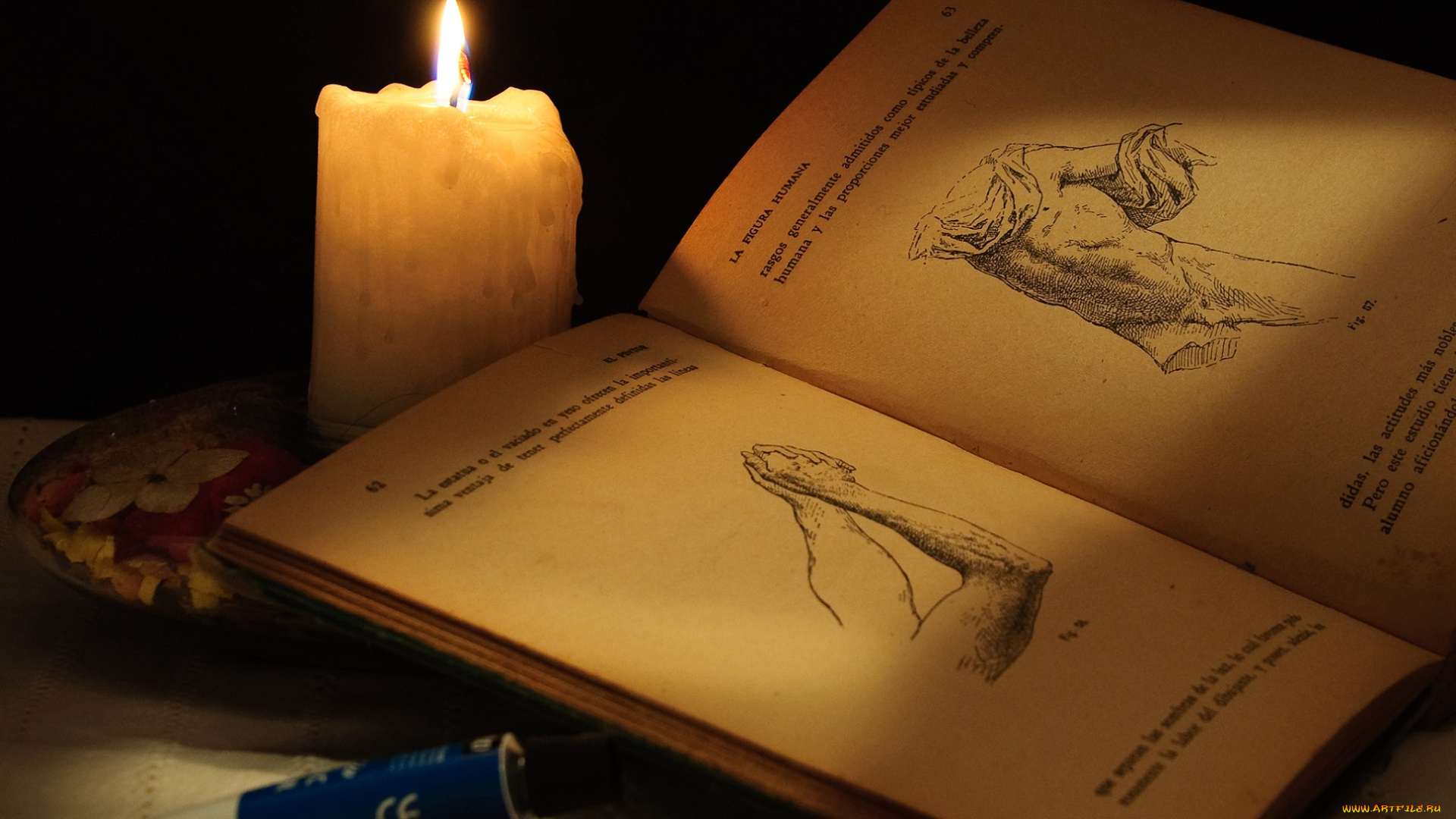 разное, свечи, темнота, свеча, книга, рисунок, ночь
