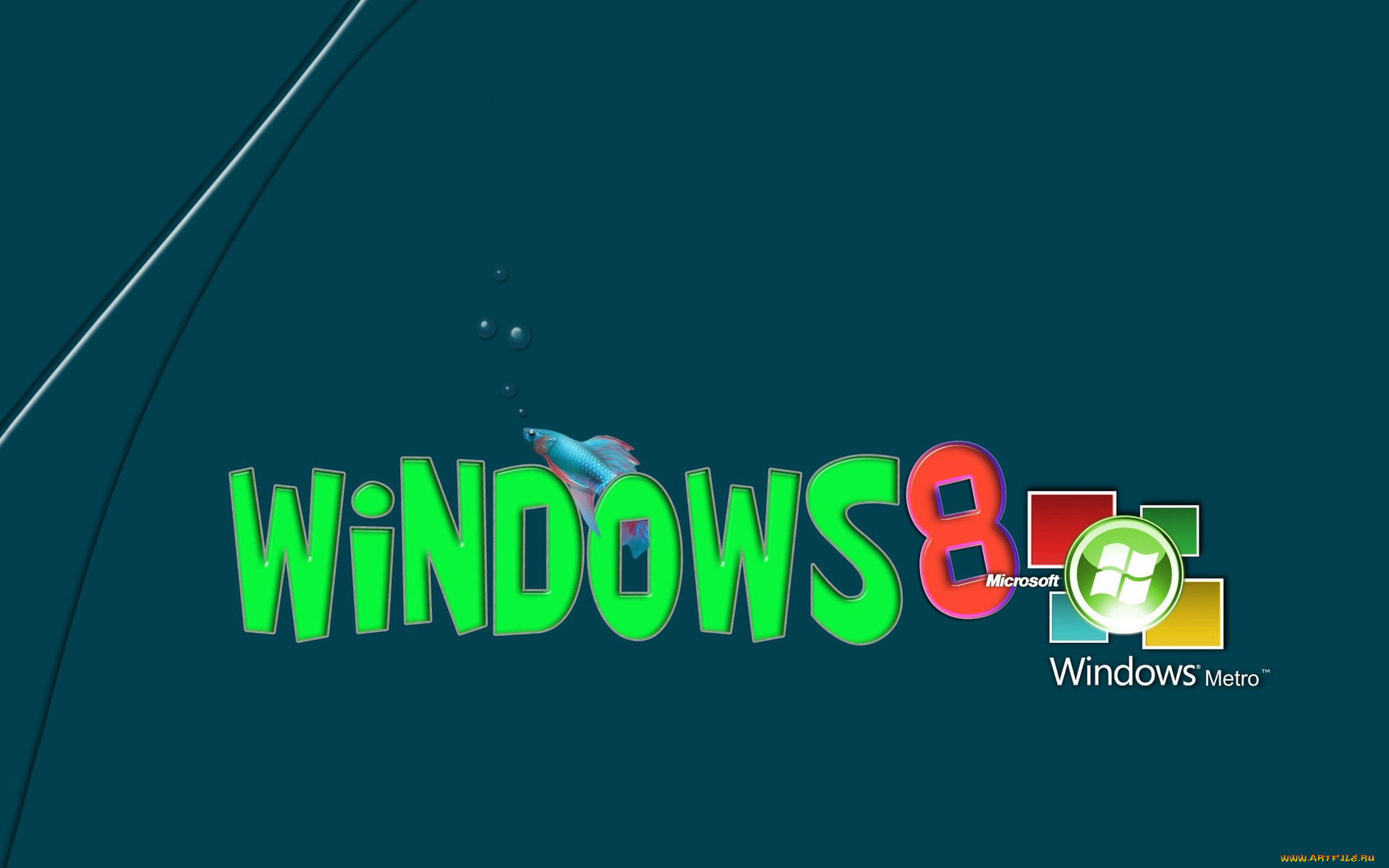 компьютеры, windows, 8, логотип, фон, рыба