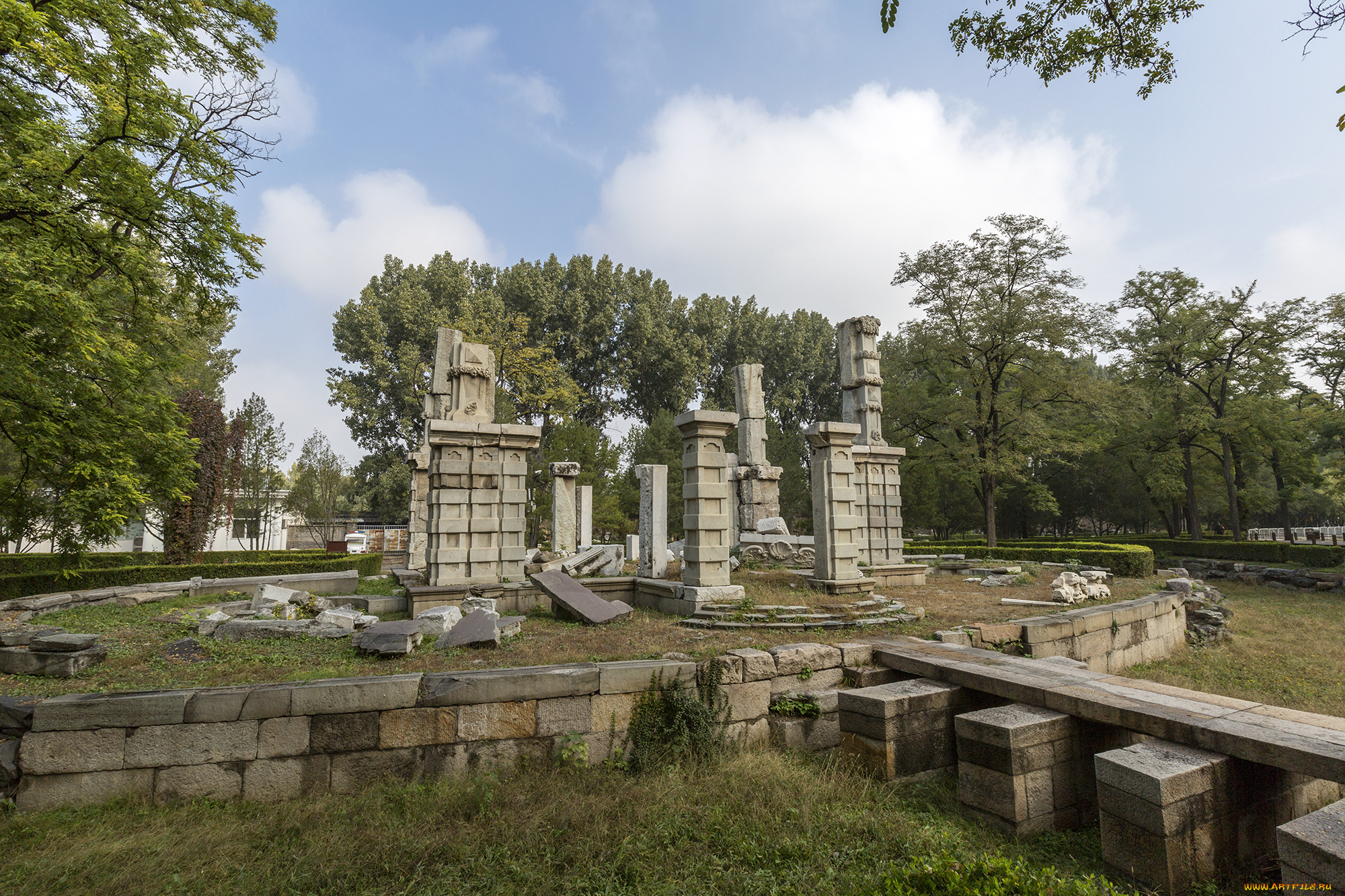 города, -, исторические, , архитектурные, памятники, beijing, yuanmingyuan, ruins, park