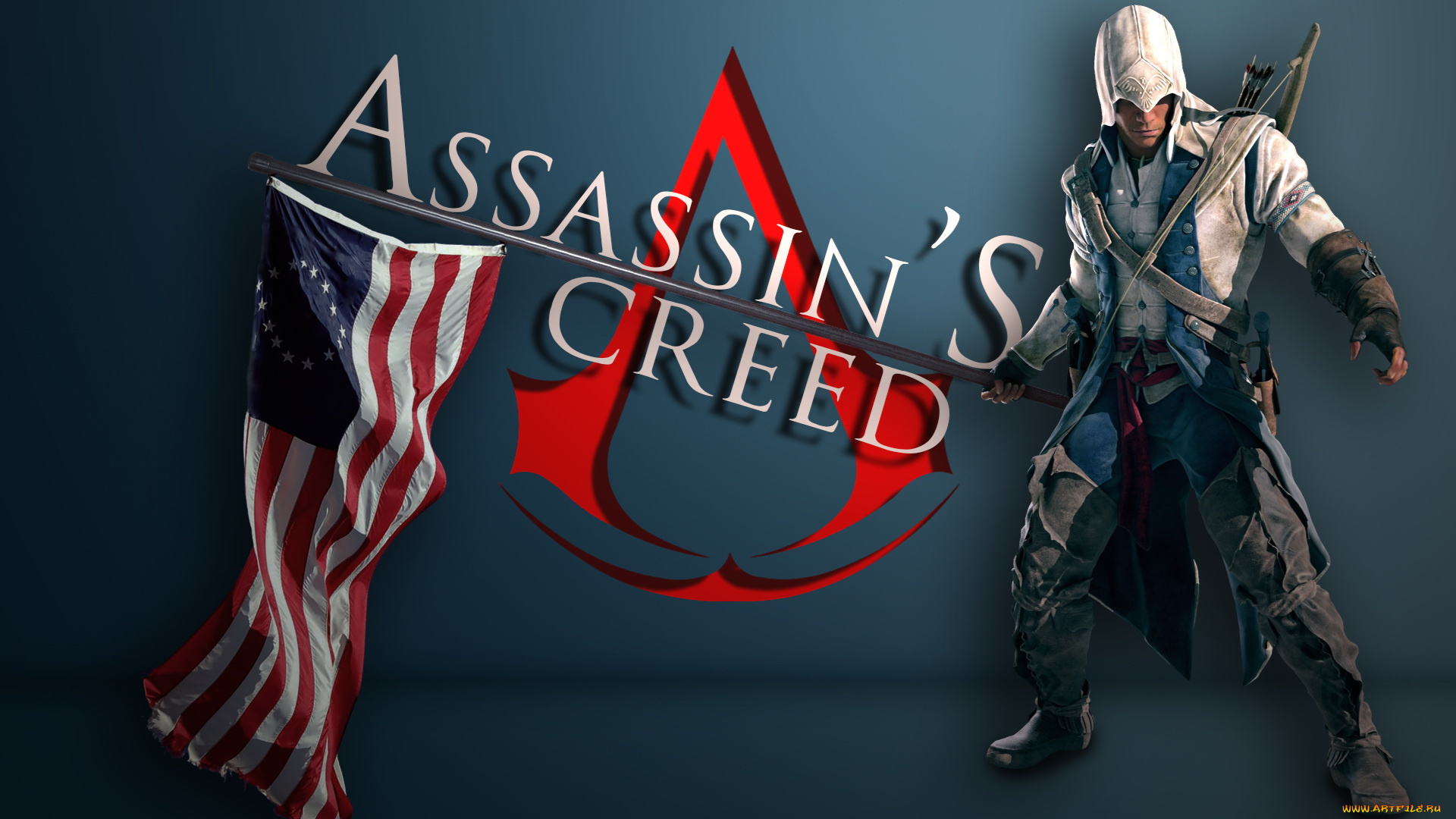 видео, игры, assassin`s, creed, мужчина, фон, униформа, флаг