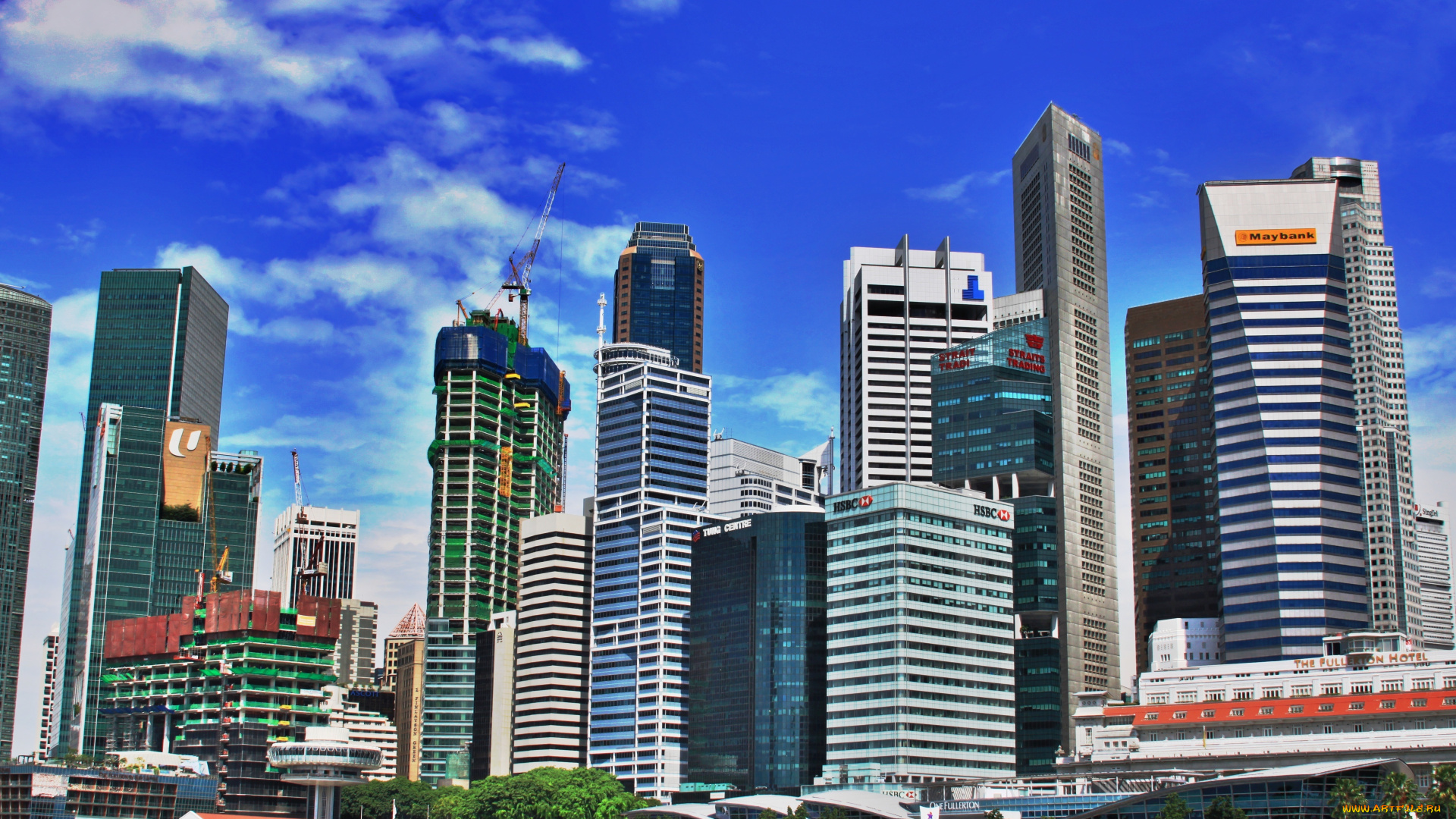 города, сингапур, небоскрёбы