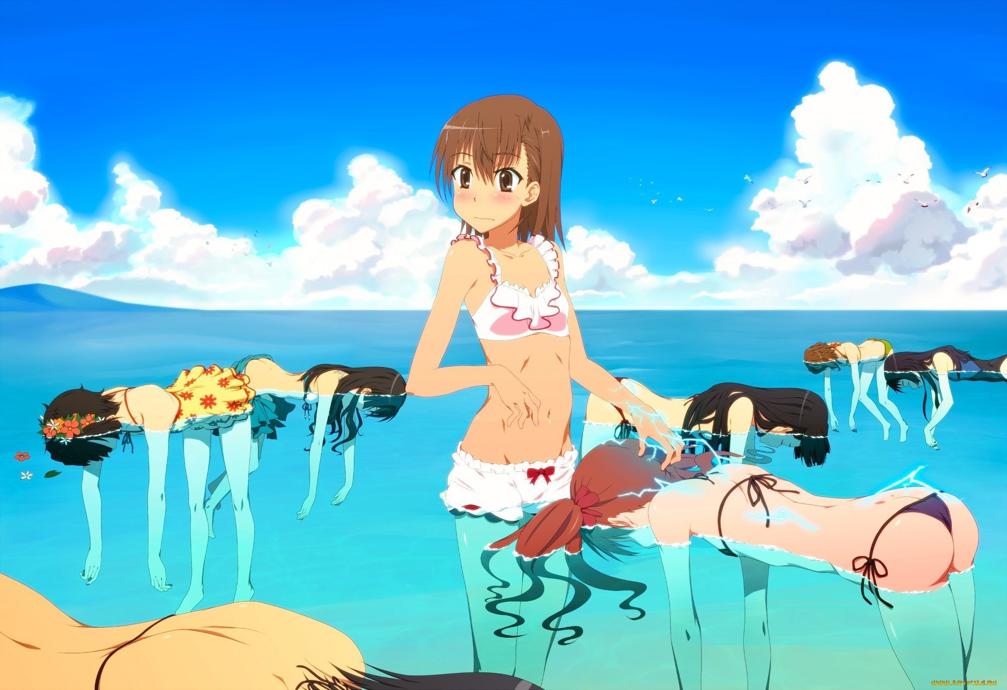 аниме, to, aru, kagaku, no, railgun, девочка, вода, купальник