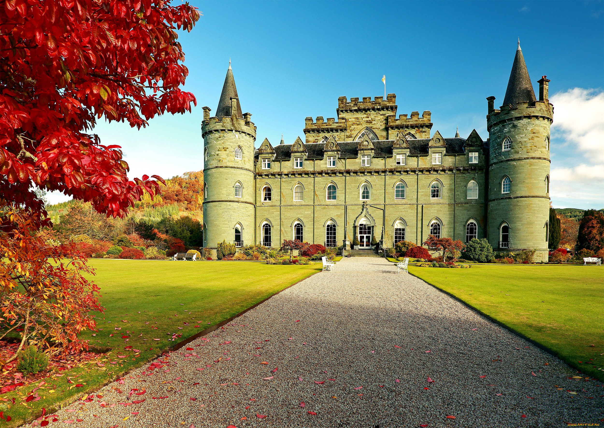 inveraray, castle, , scotland, города, -, дворцы, , замки, , крепости, замок, инверари, осень