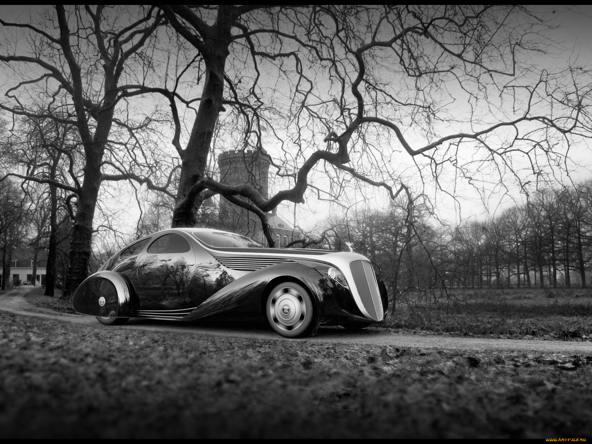 rolls-royce, jonckheere, concept, 2012, автомобили, 3д, jonckheere, rolls-royce, чёрный, черно-белая, фотография, 2012, concept
