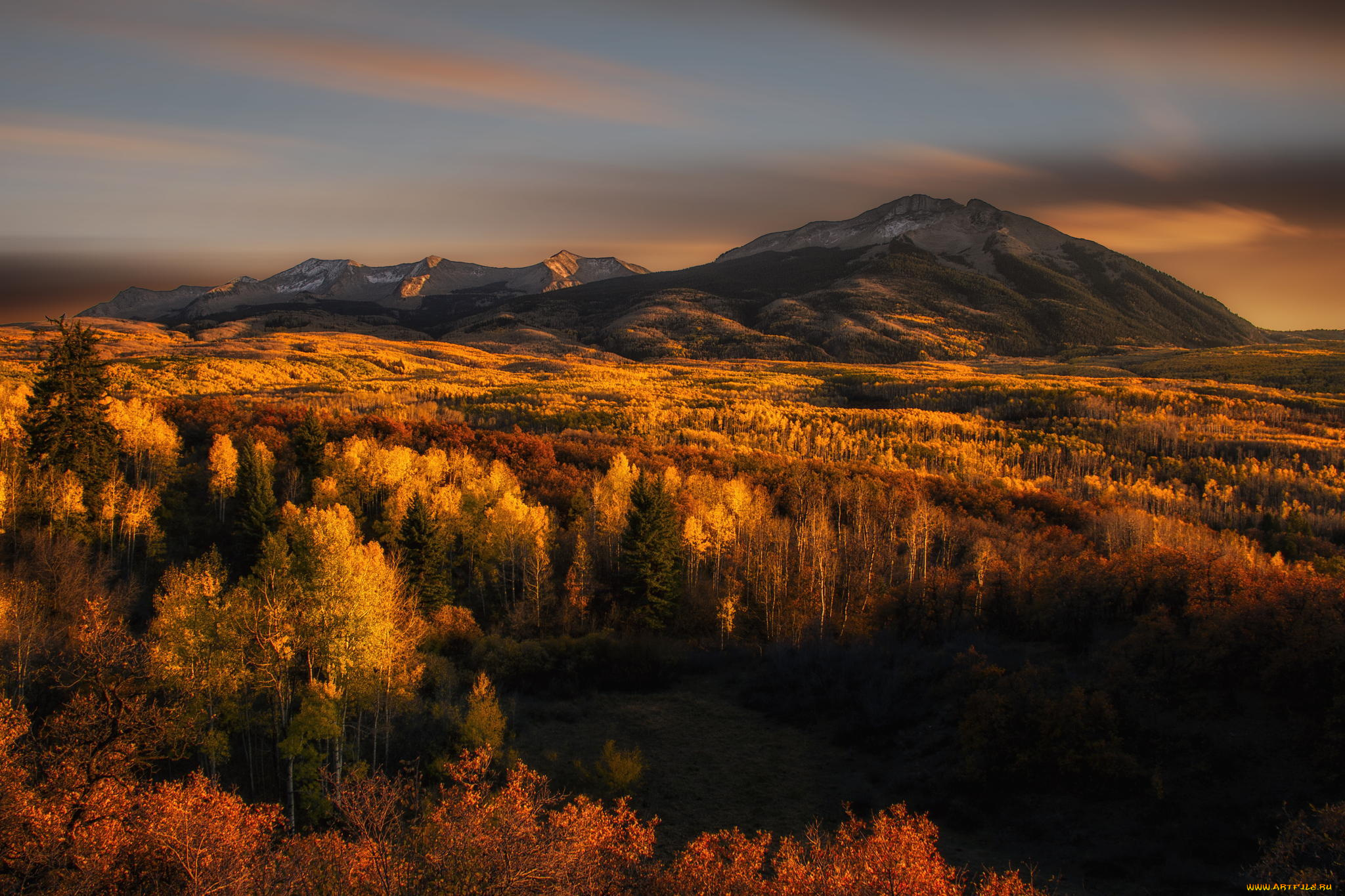 природа, пейзажи, осень, лес, деревья, горы