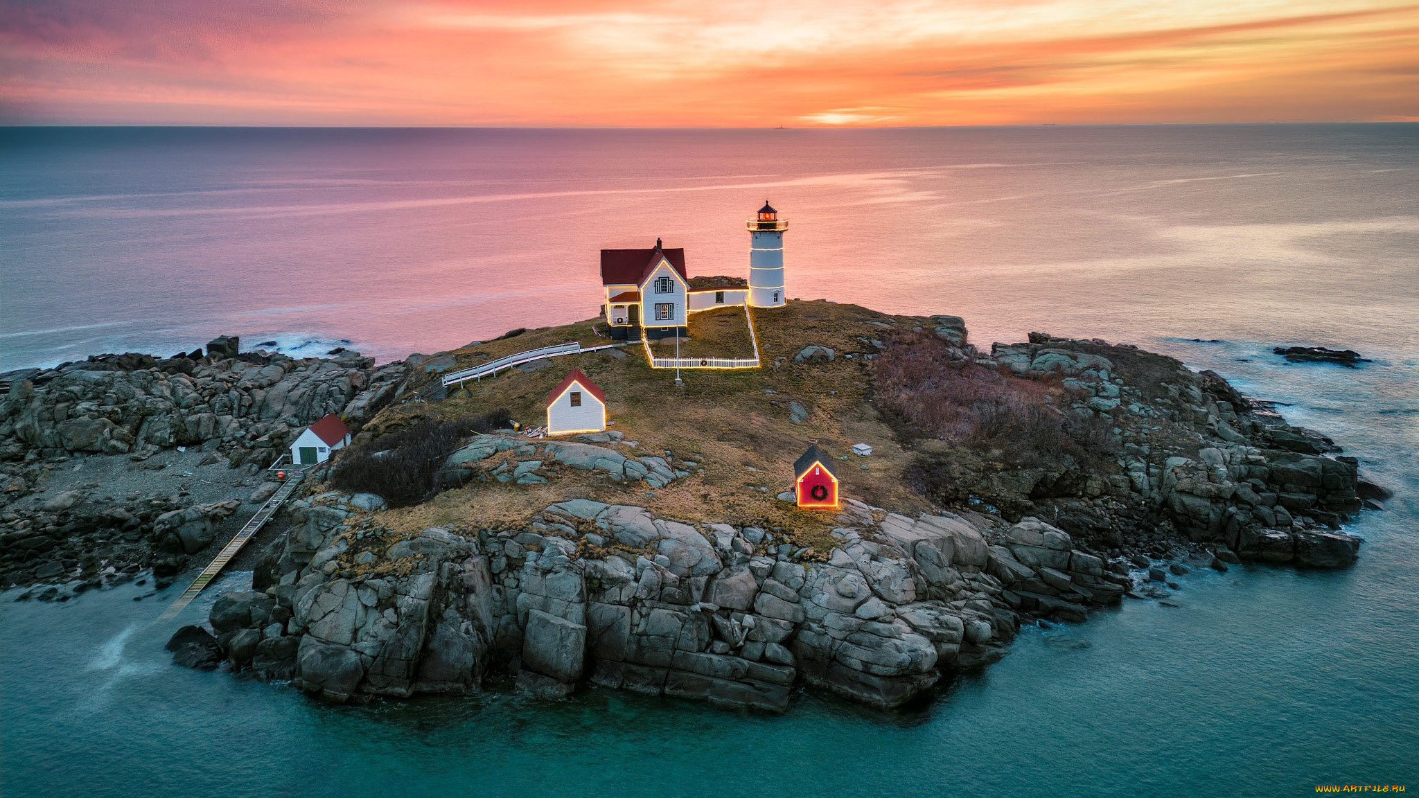 nubble, lighthouse, cape, neddick, maine, usa, природа, маяки, nubble, lighthouse, cape, neddick