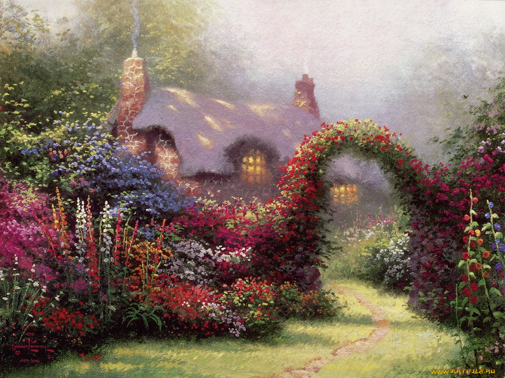 thomas, kinkade, рисованные, города