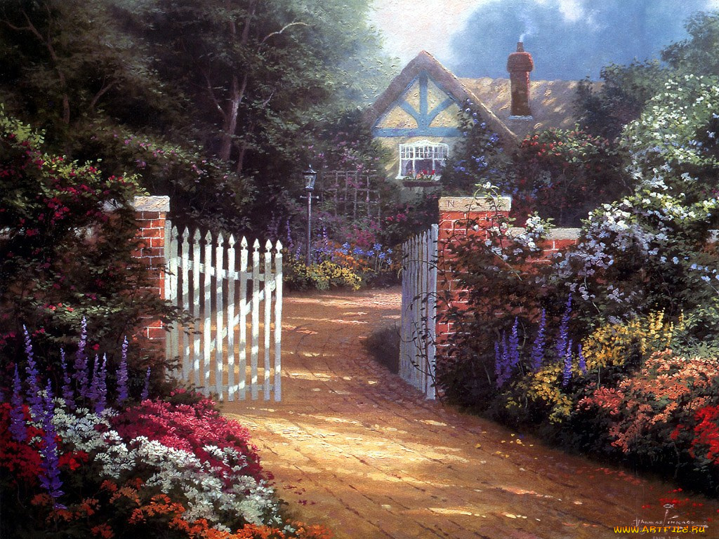 thomas, kinkade, рисованные, природа