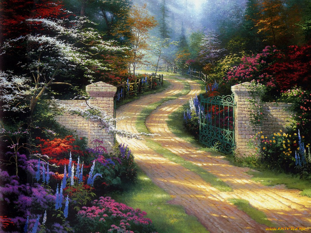 thomas, kinkade, рисованные, природа