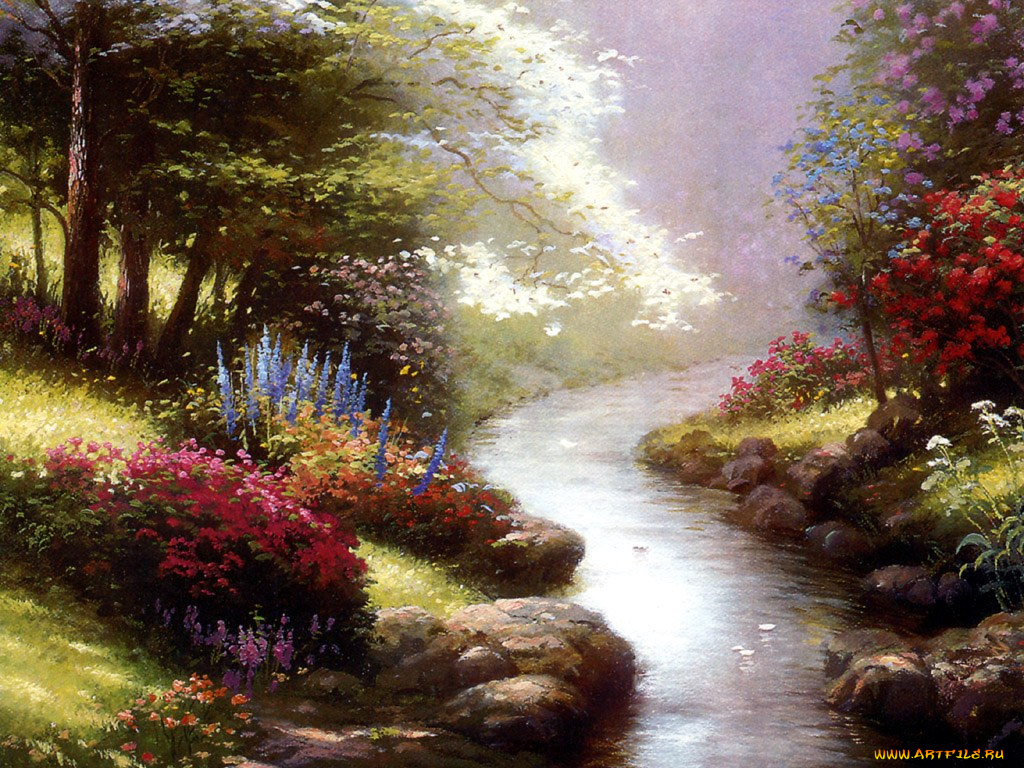 thomas, kinkade, рисованные, природа