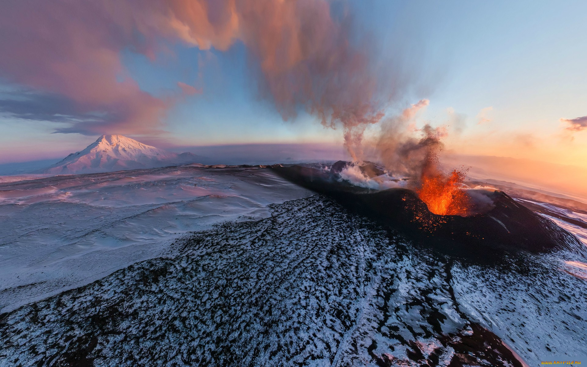 природа, стихия, вулкан, извержение, лава, пепел