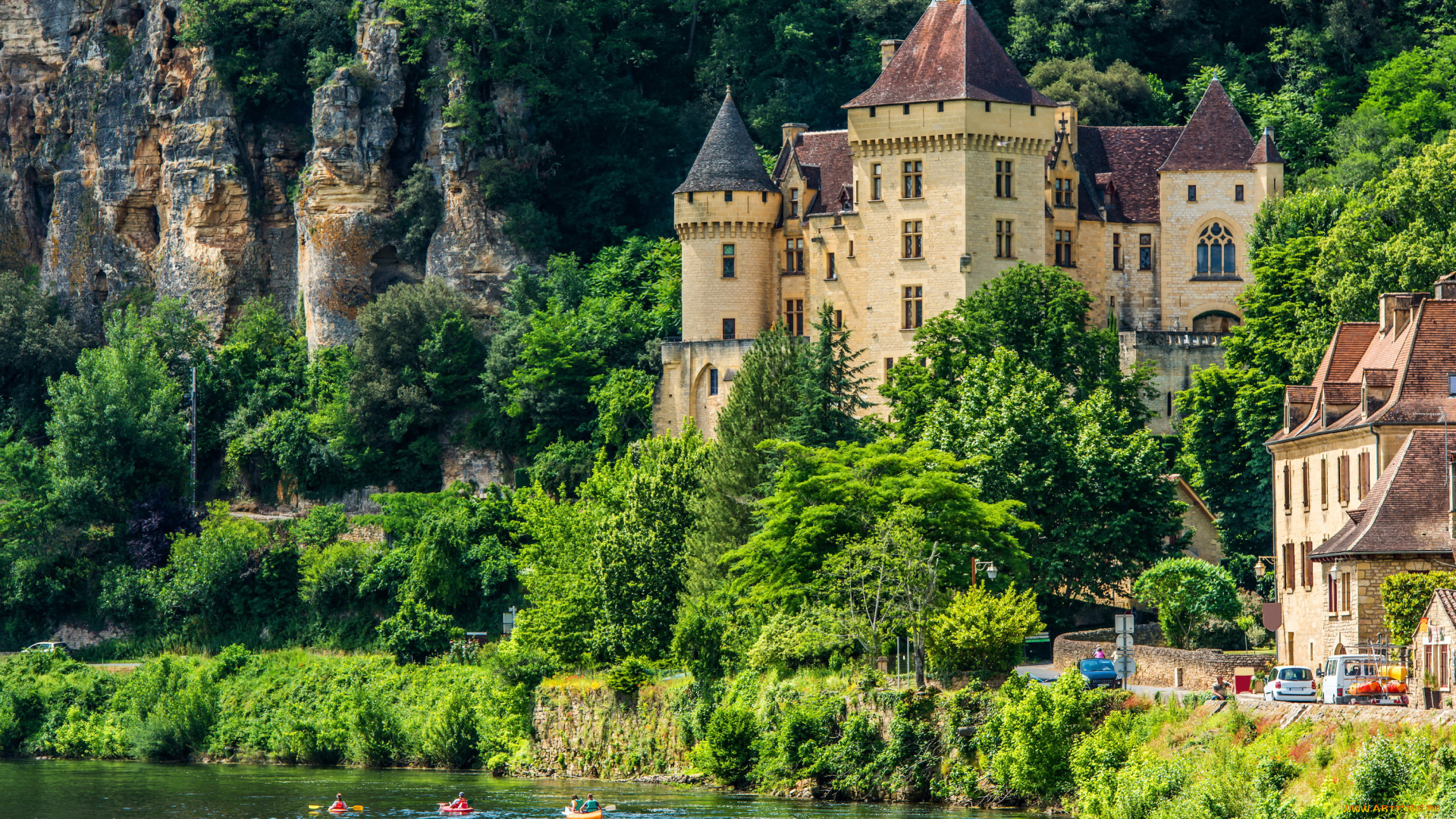 chateau, de, la, malartrie, -, v&, 233, zac, , france, города, -, исторические, , архитектурные, памятники, франция, скалы, la, roque, gageac, дорога, дома, река, деревня