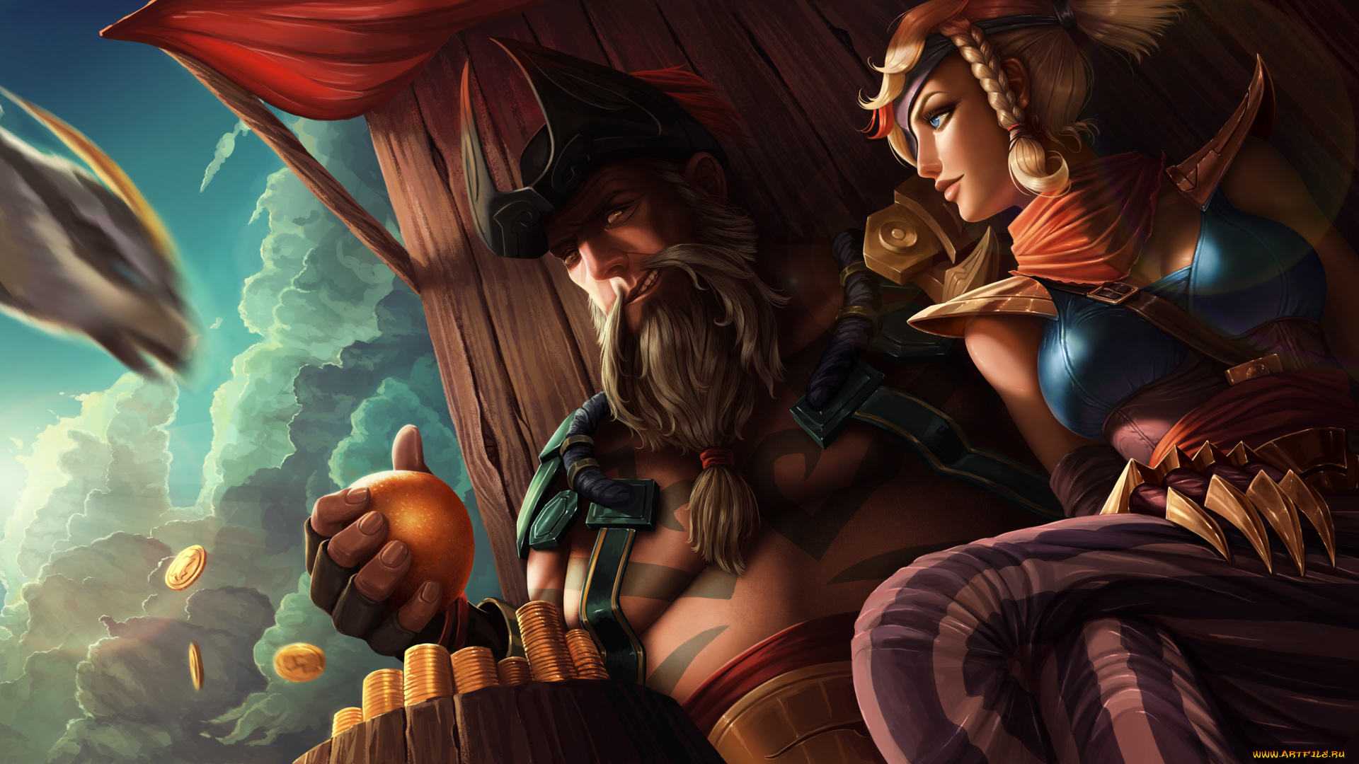 видео, игры, league, of, legends, персонаж, gangplank, quinn