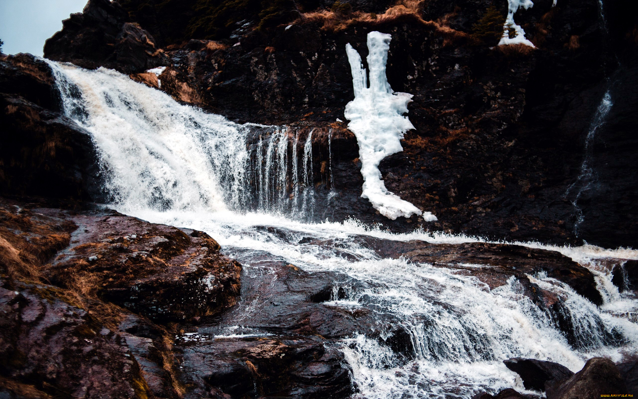 природа, водопады, вода, поток