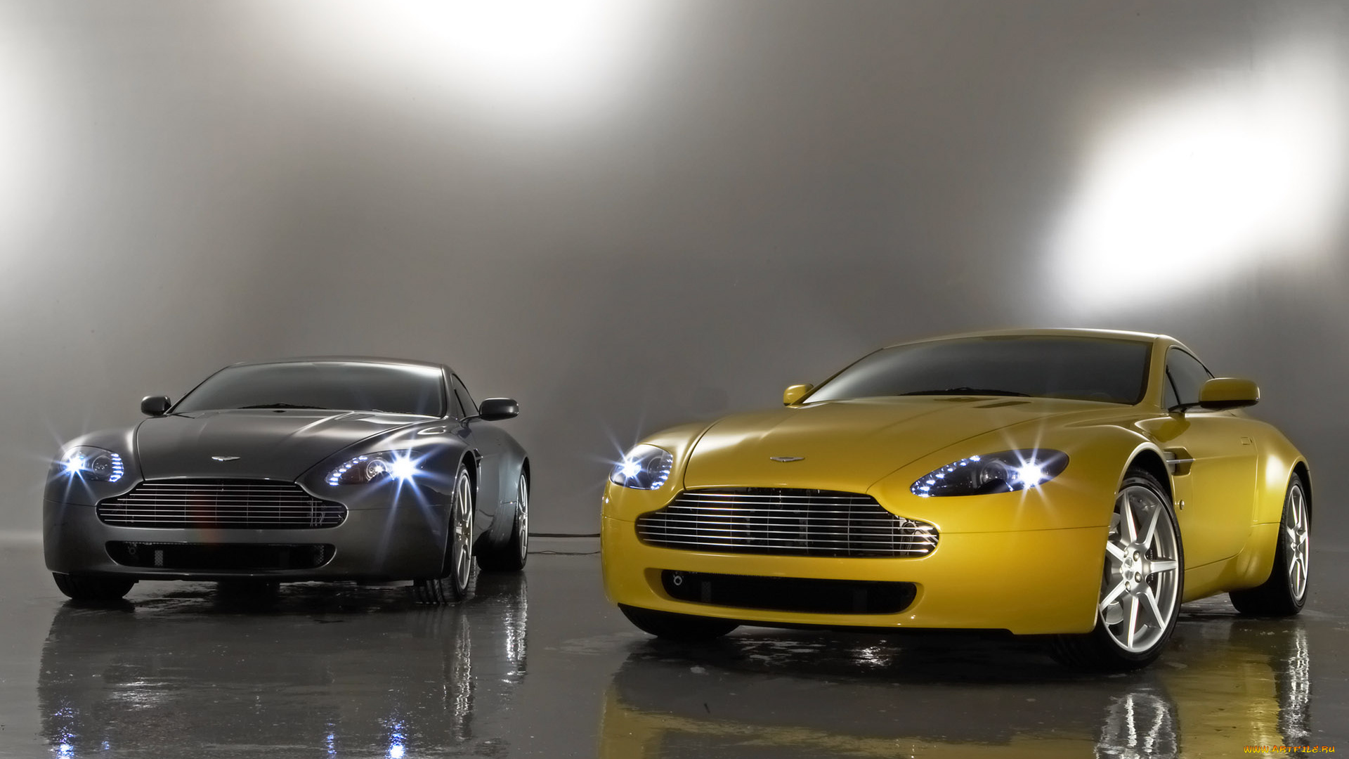 автомобили, aston, martin, серый, желтый