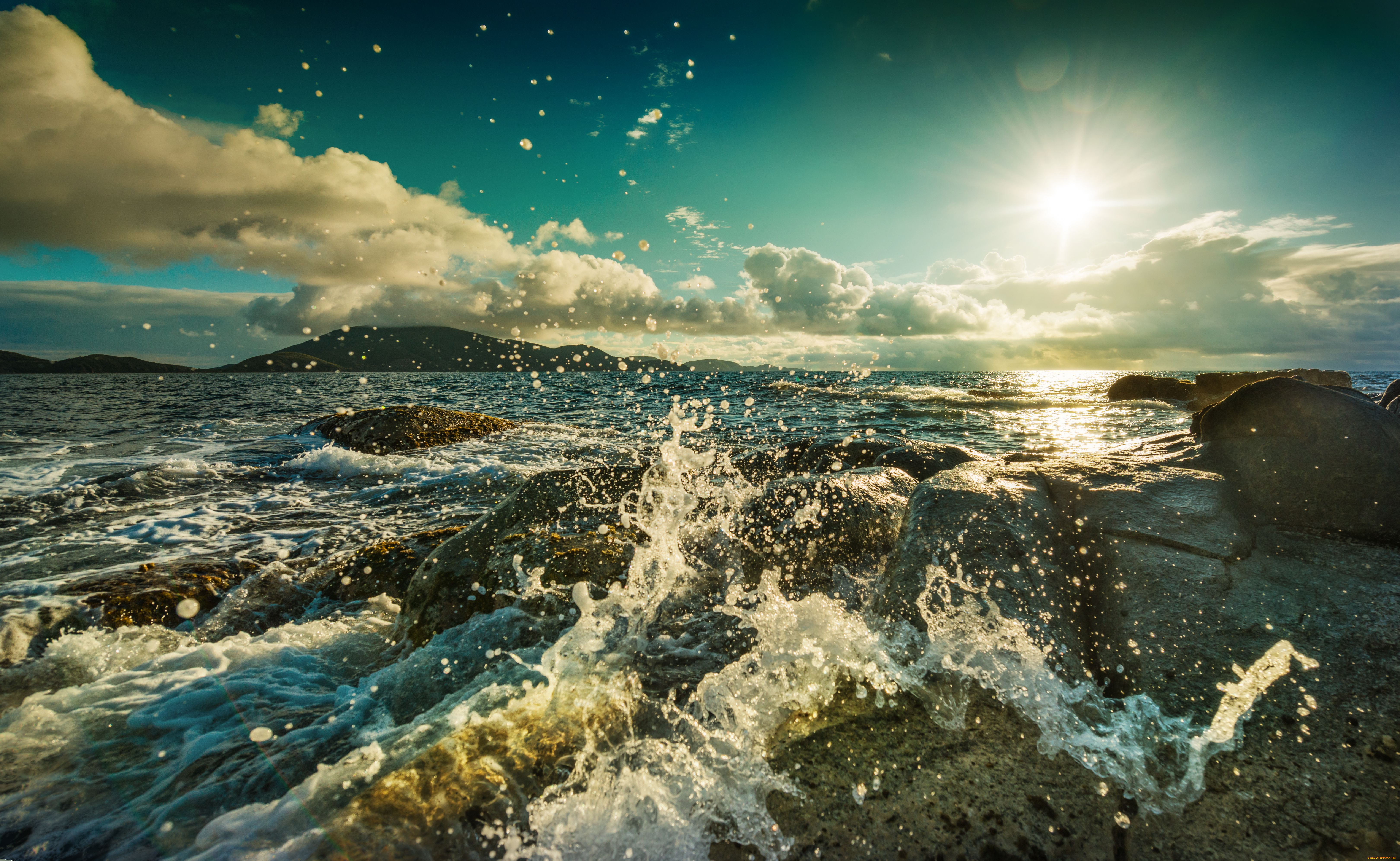 горизонт камни море вода океан природа скачать