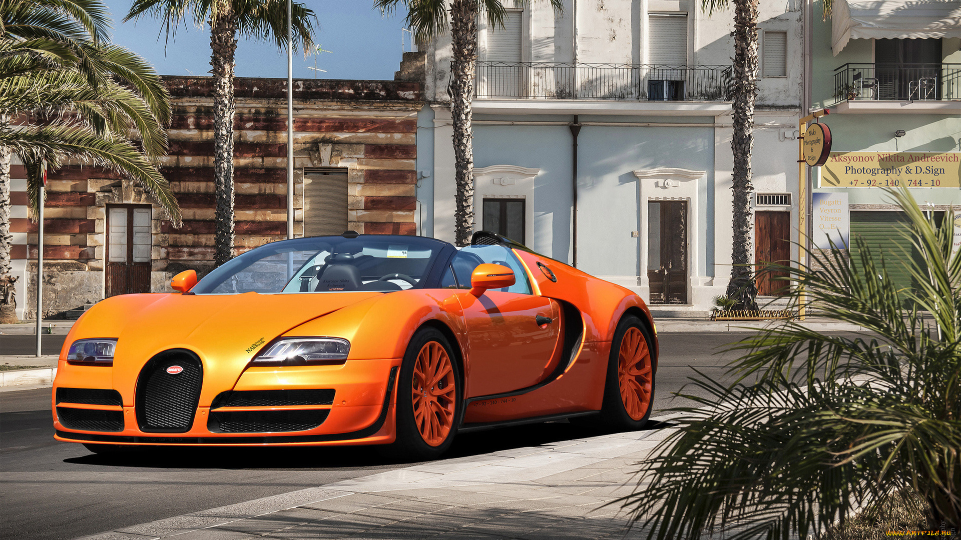 bugatti, автомобили, оранжевый, veyron
