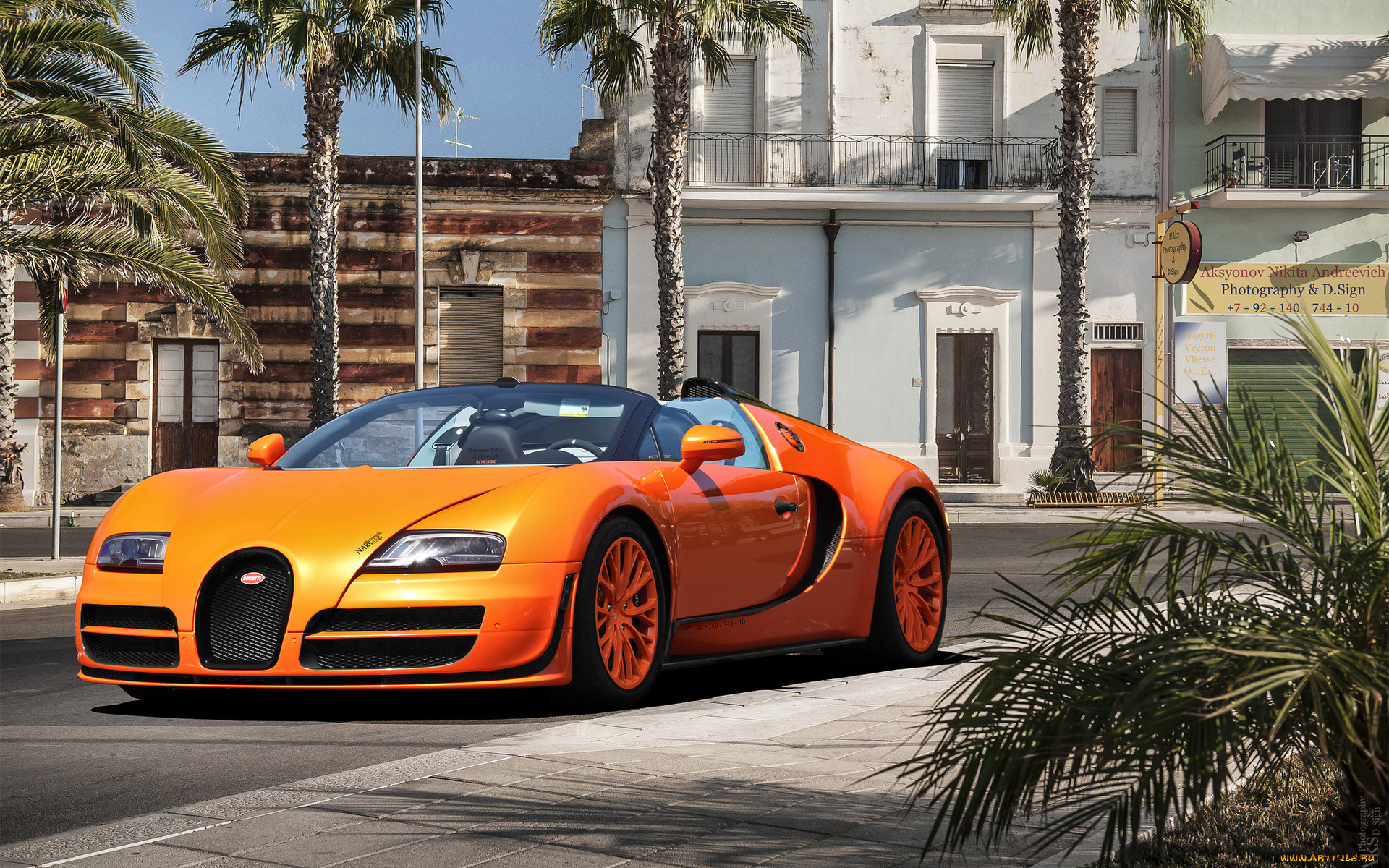 bugatti, автомобили, оранжевый, veyron