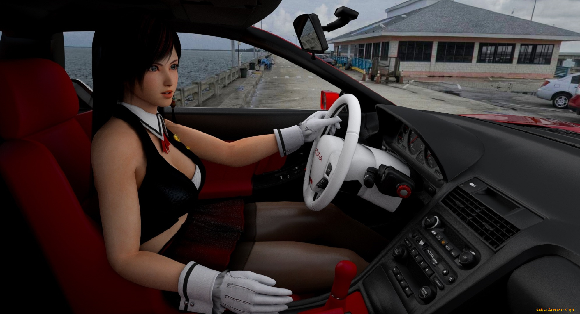 автомобили, 3d, car&girl, взгляд, девушка, автомобиль, фон