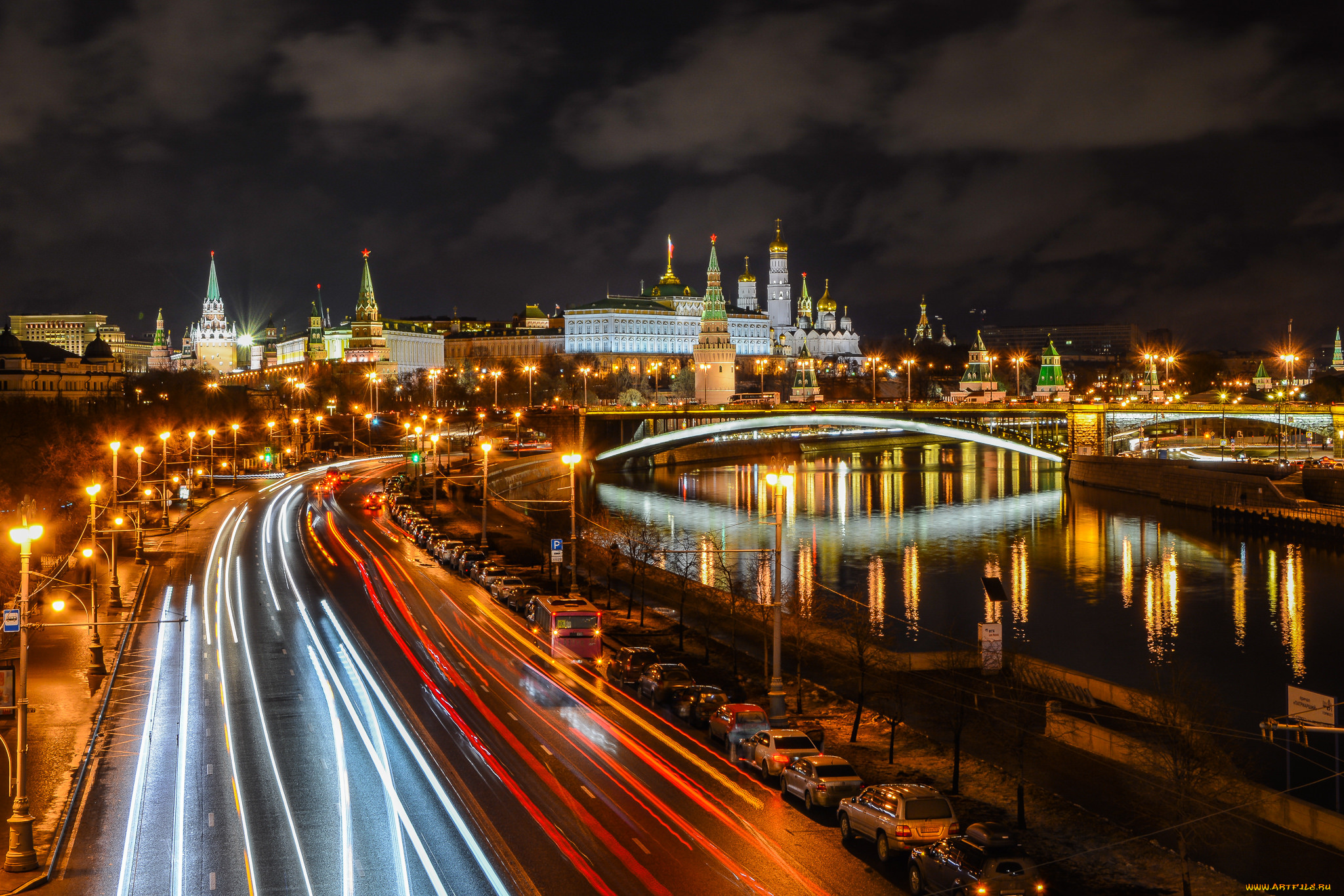 города, москва, , россия, ночь, огни