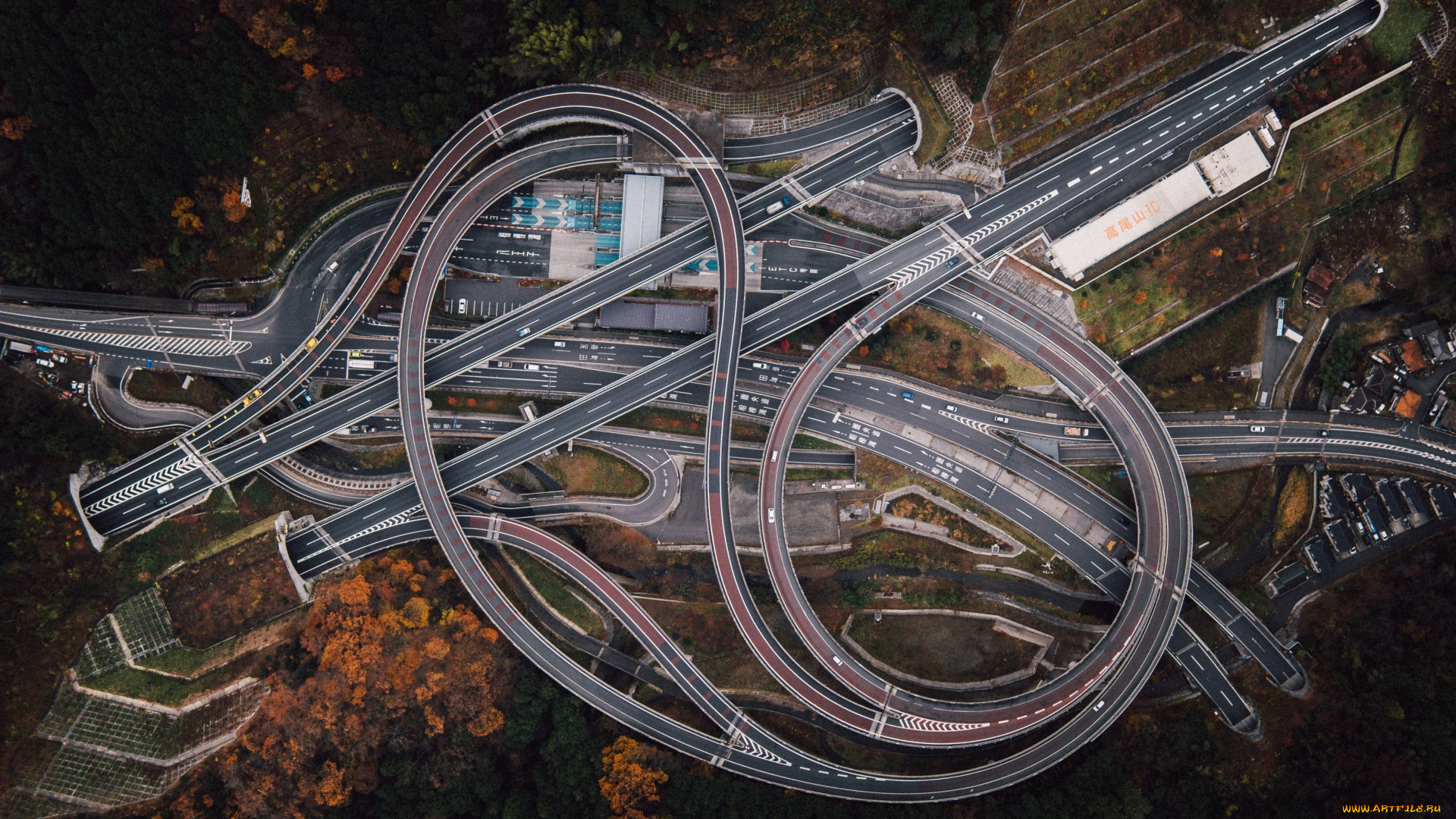 Япония, разное, транспортные, средства, и, магистрали, карта, тоннель, япония, дорога, шоссе, деревья, перекресток, лес, вид, с, высоты, птичьего, полета