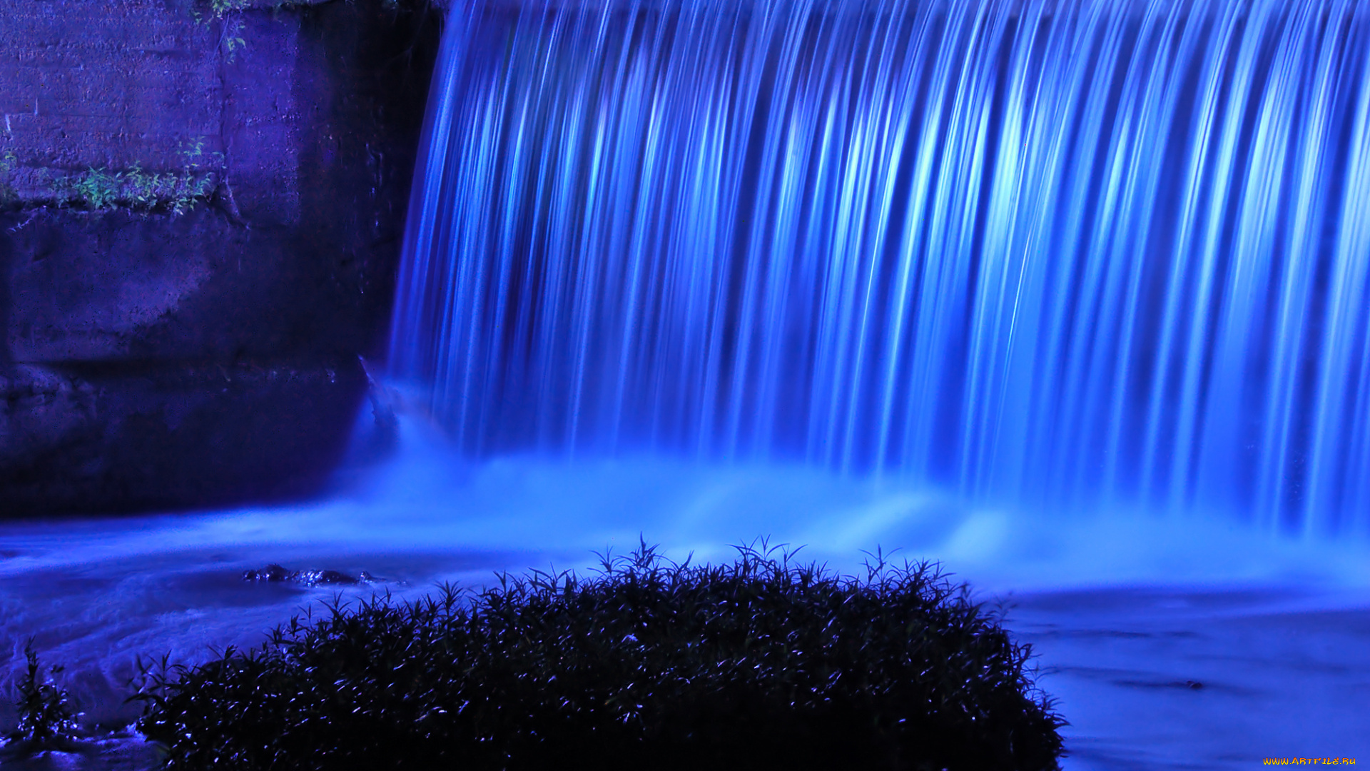 природа, водопады, вода, синий