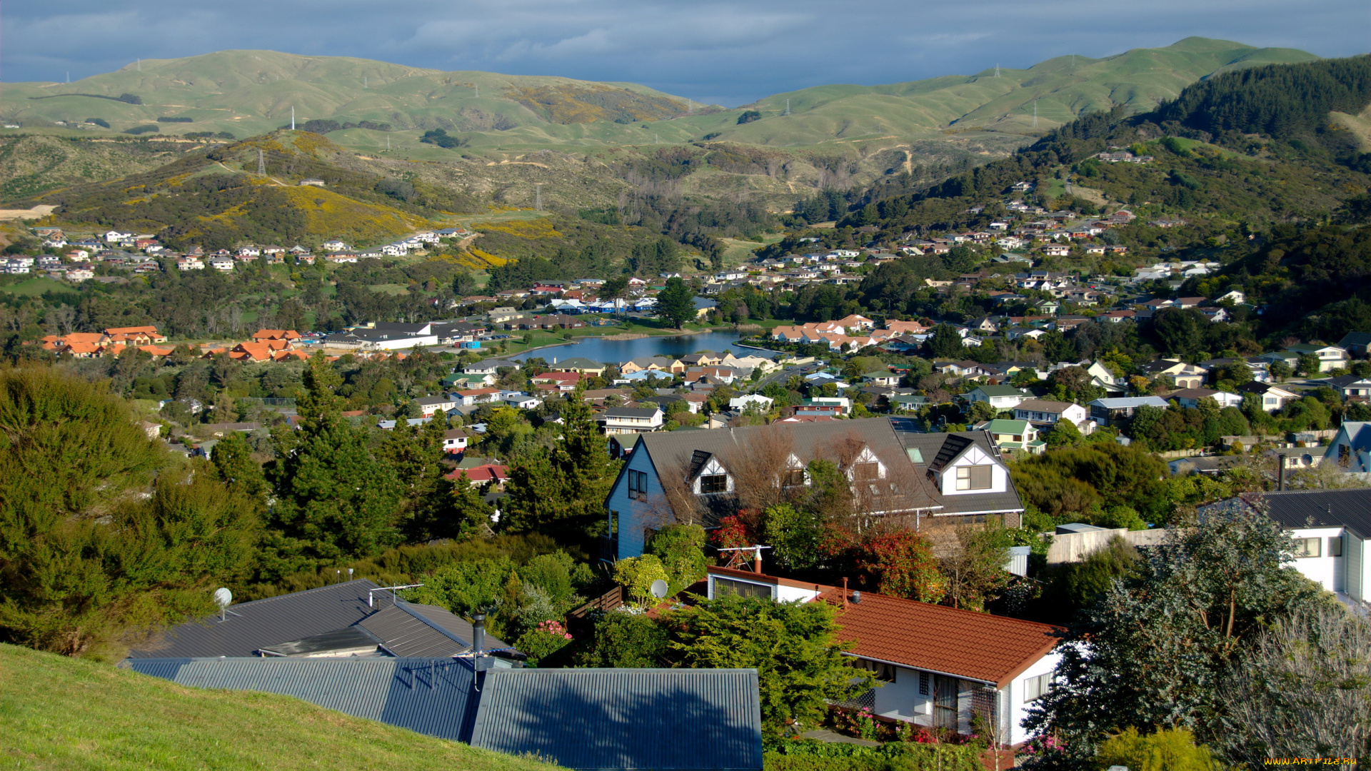 whitby, new, zealand, города, пейзажи, панорама, дома