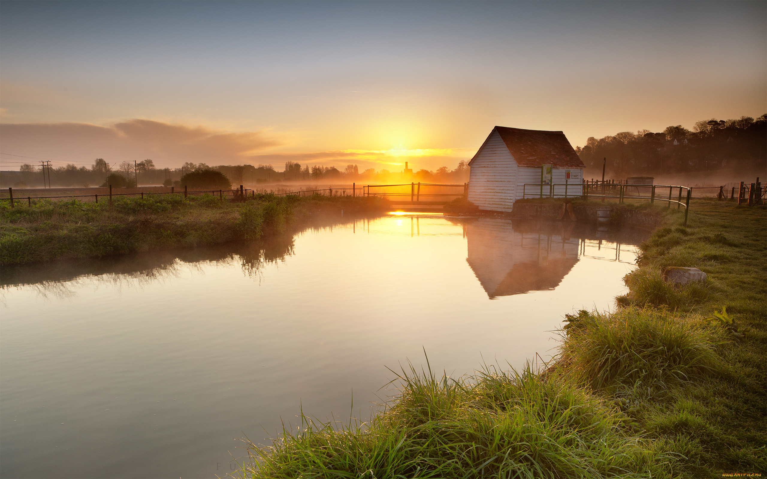 the, old, fishing, hut, природа, восходы, закаты, тишина, восход, река