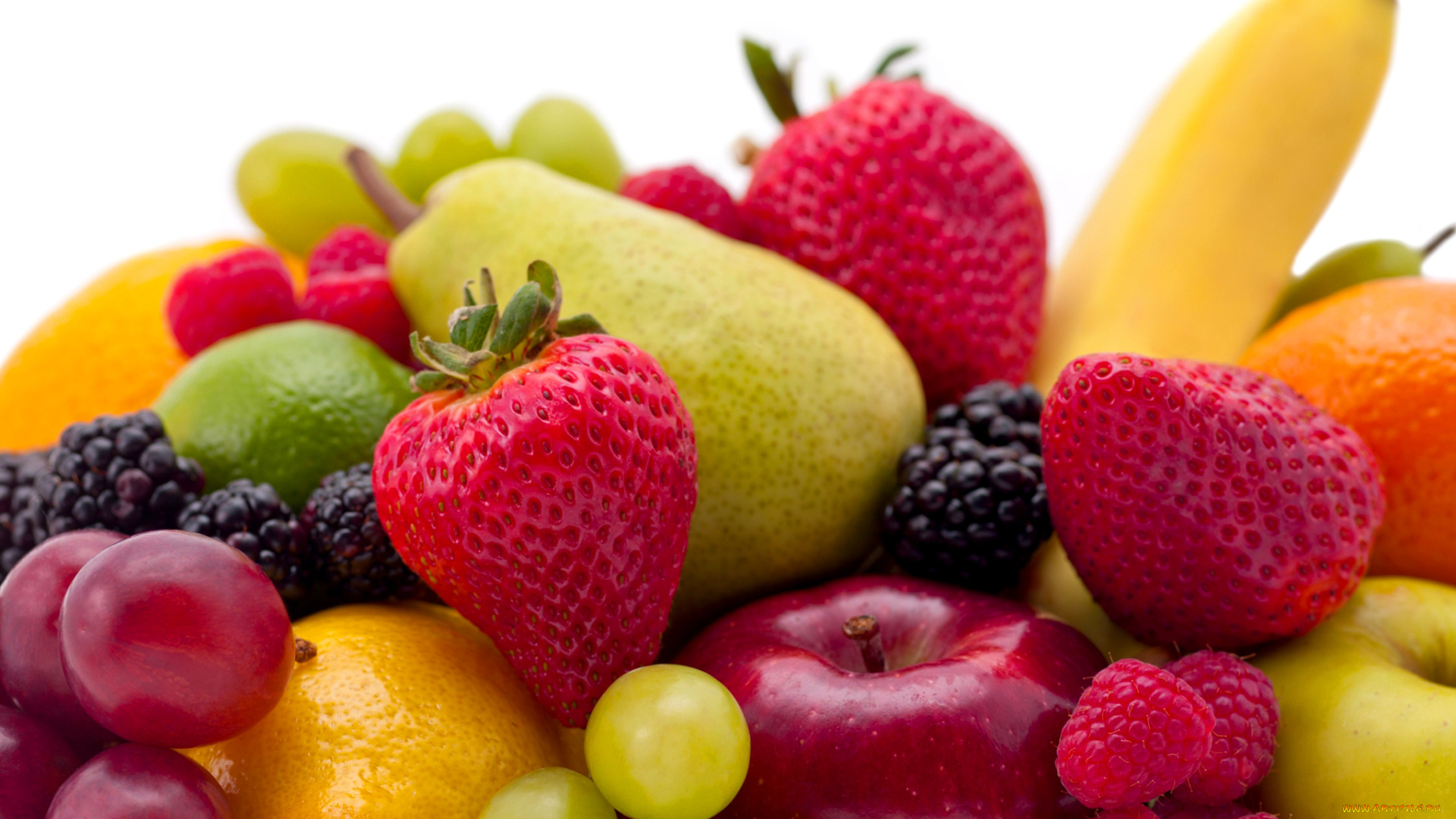 еда, фрукты, , ягоды, банан, ягоды, груша, виноград, яблоко, малина, клубника