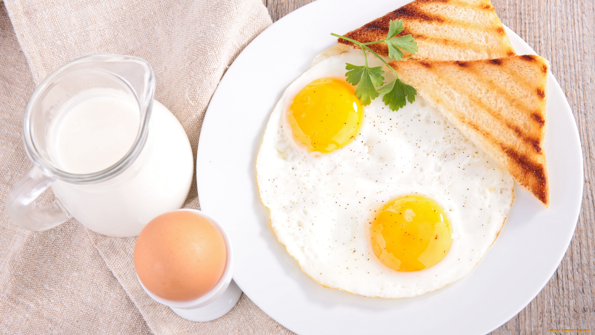 еда, Яичные, блюда, завтрак, хлеб, яйца, молоко, зелень, breakfast, bread, eggs, milk, greens