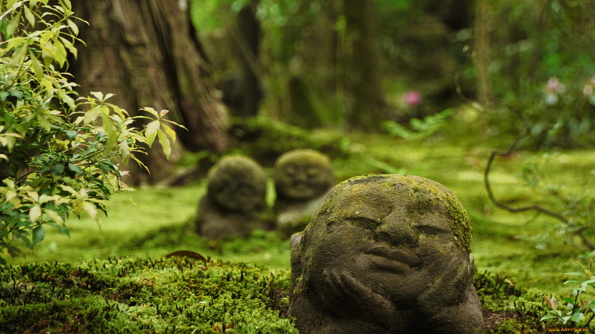 разное, садовые, и, парковые, скульптуры, sanzen-in, temple, ohara, kyoto, japan, Япония, храм, скульптуры