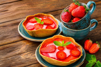 Картинка еда пироги пирожное корзинка десерт ягоды клубника sweet dessert fresh berries strawberry