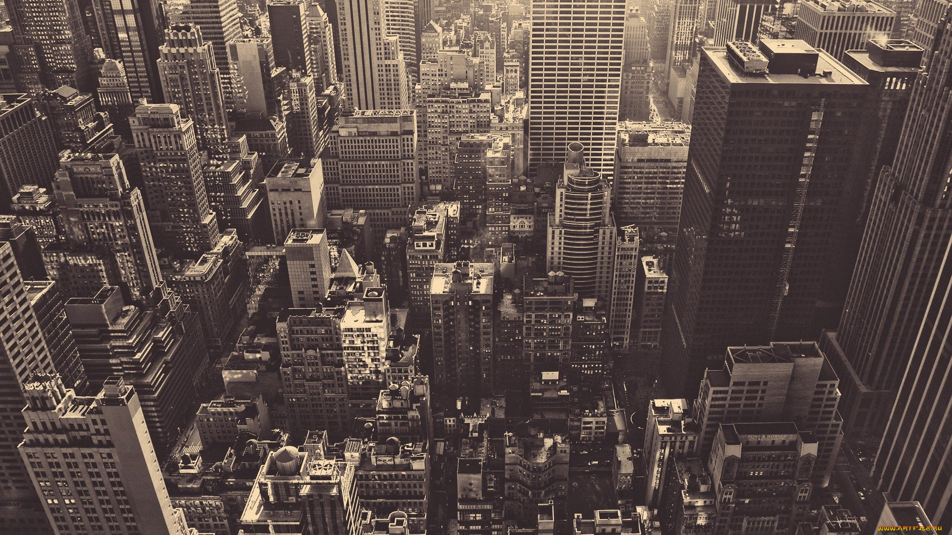 города, нью-йорк, , сша, панорама, небоскребы, черно-белая, здания, дома, город