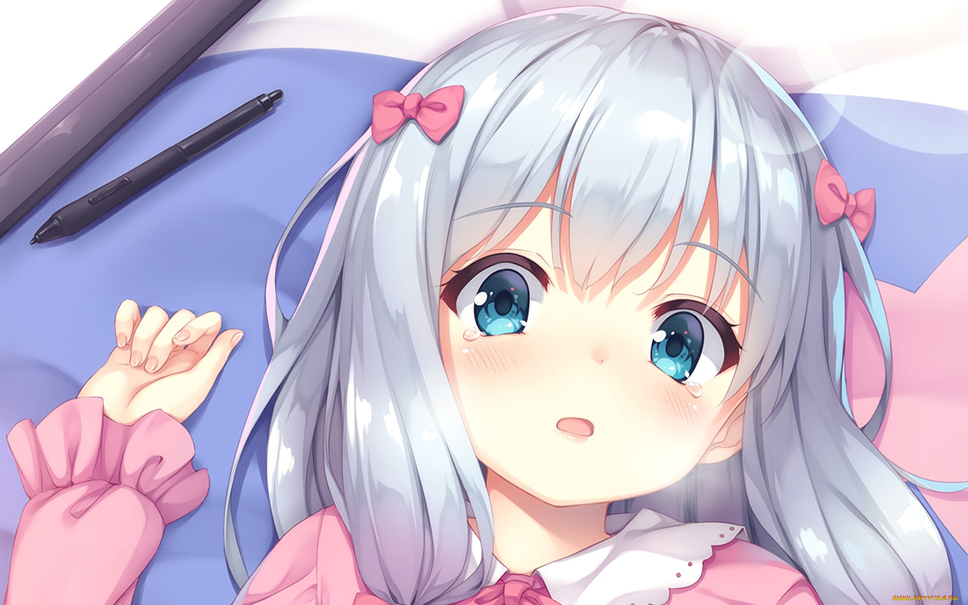 аниме, eromanga-sensei, взгляд, девушка, фон