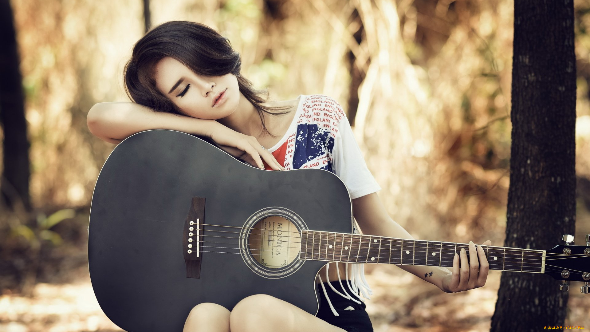 музыка, -другое, гитара, девушка, сон, отдых