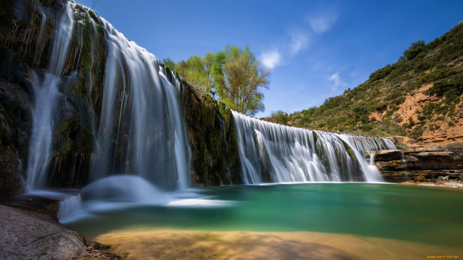 alcanadre, river, falls, aragon, spain, природа, водопады, alcanadre, river, falls