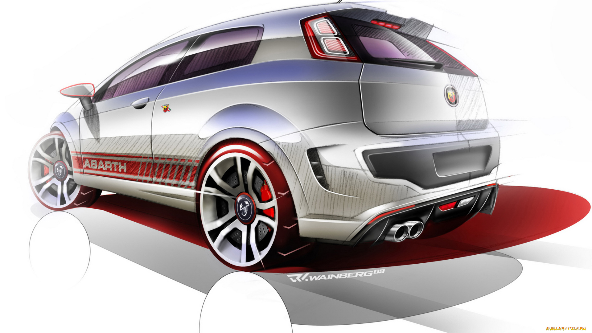 abarth, punto, evo, 2010, автомобили, рисованные