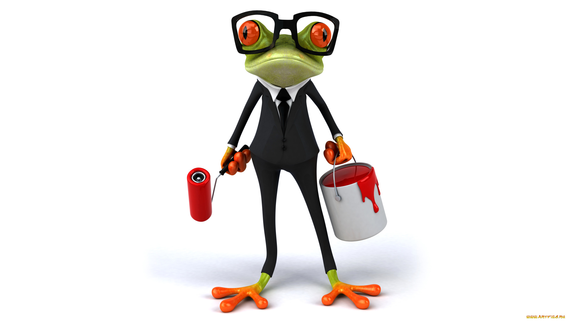 3д, графика, юмор, , humor, funny, frog, лягушка, elegant, glasses, paint