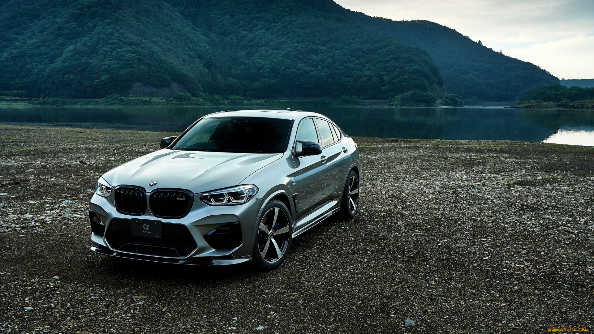 3d, design, bmw, x4, m, 2020, автомобили, bmw, 3d, design, x4, m, 2020, тюнинг, сопки, водоем, бмв