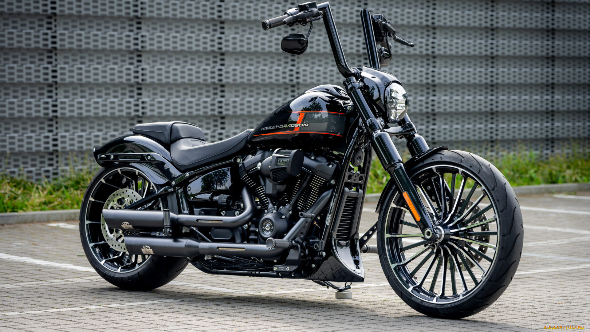 мотоциклы, harley-davidson, softail, breakout, midnight, rider, customized, custombikes