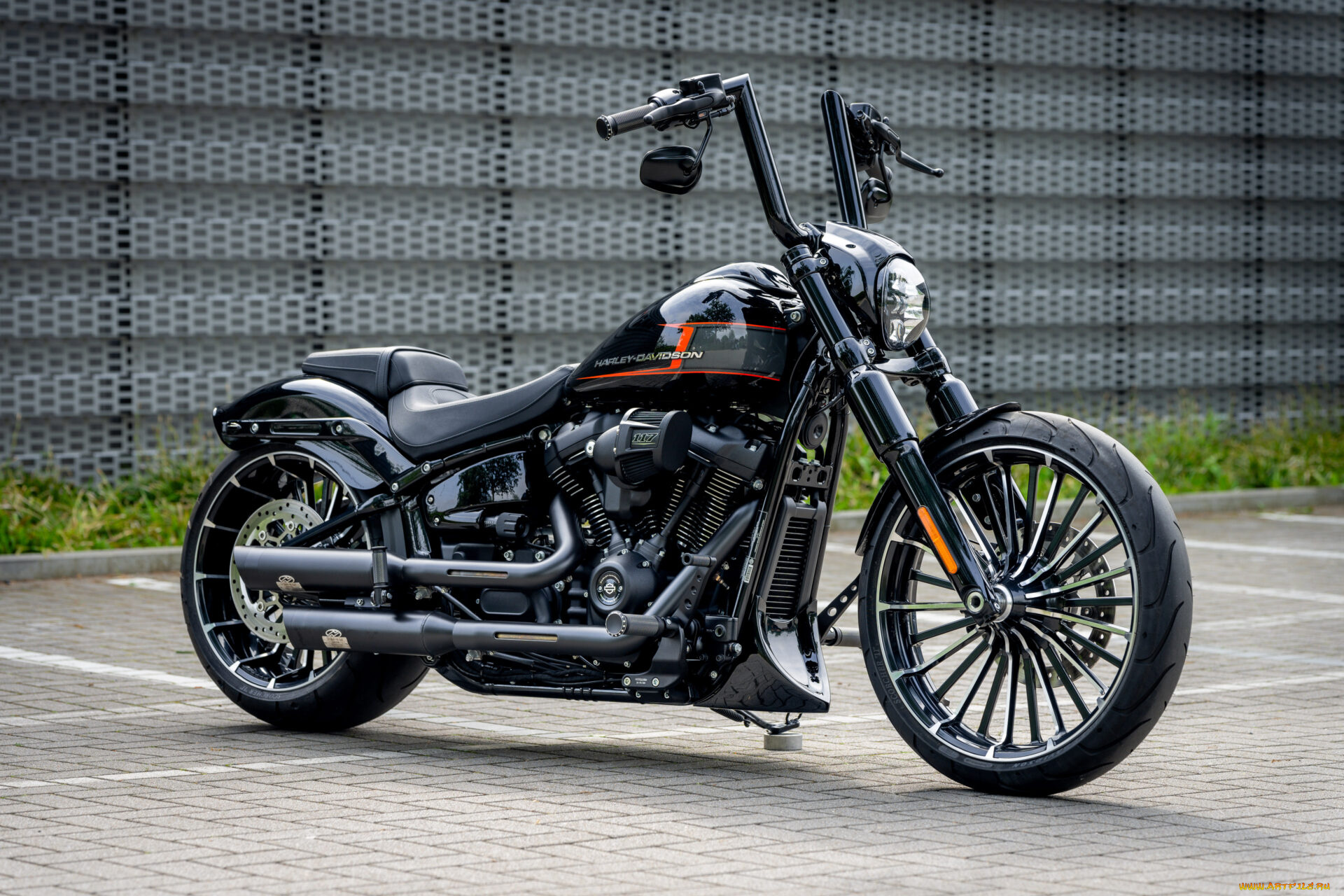 мотоциклы, harley-davidson, softail, breakout, midnight, rider, customized, custombikes