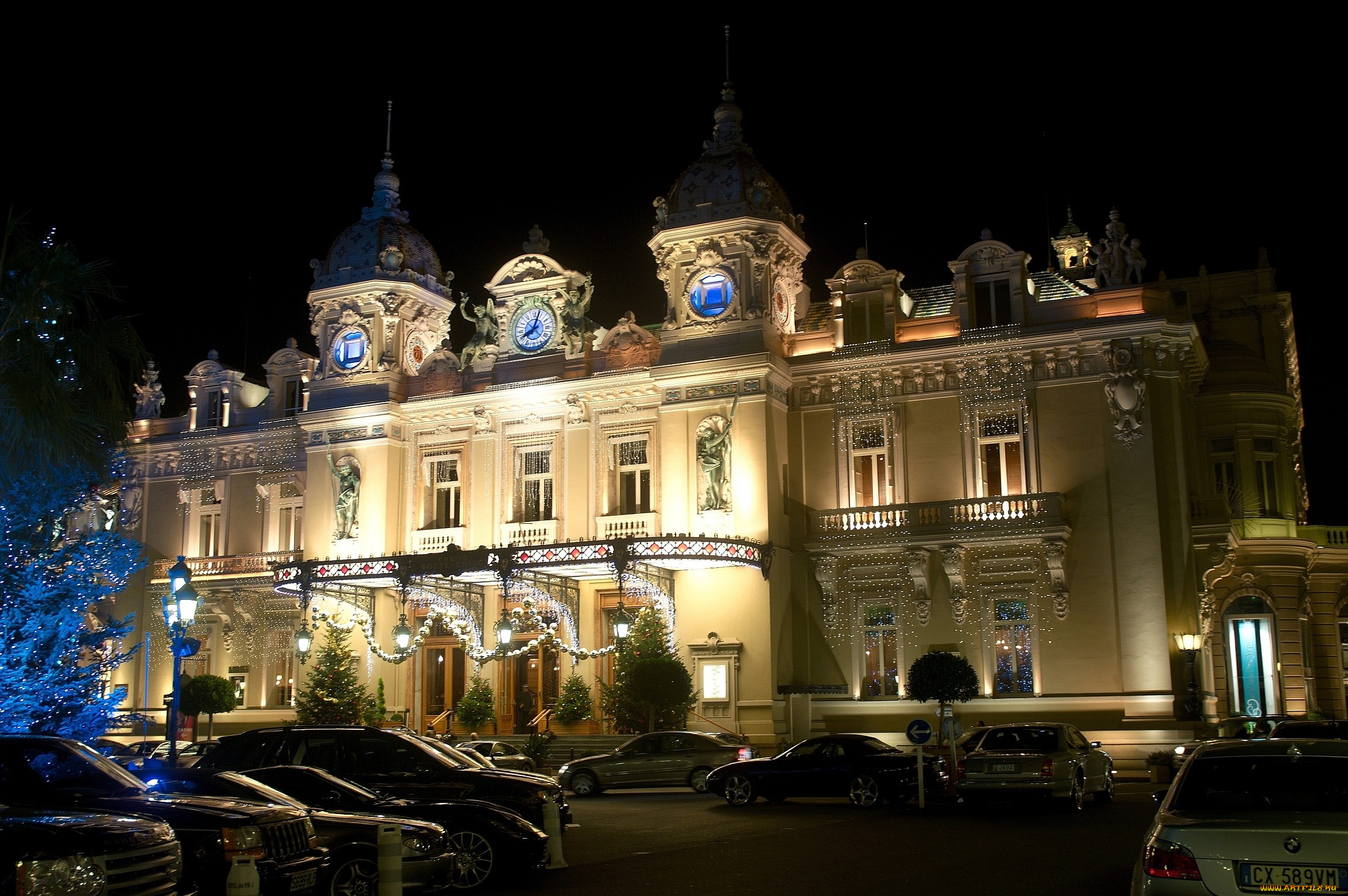 казино, монако, монте, карло, монако, города, часы, иллюминация, ночь