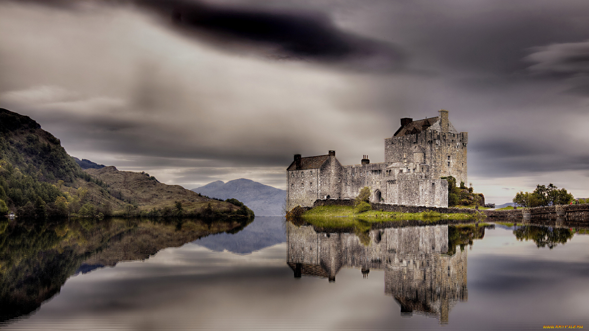 eilean, donan, castle, scotland, города, замок, эйлиан, донан, шотландия, пейзаж, озеро