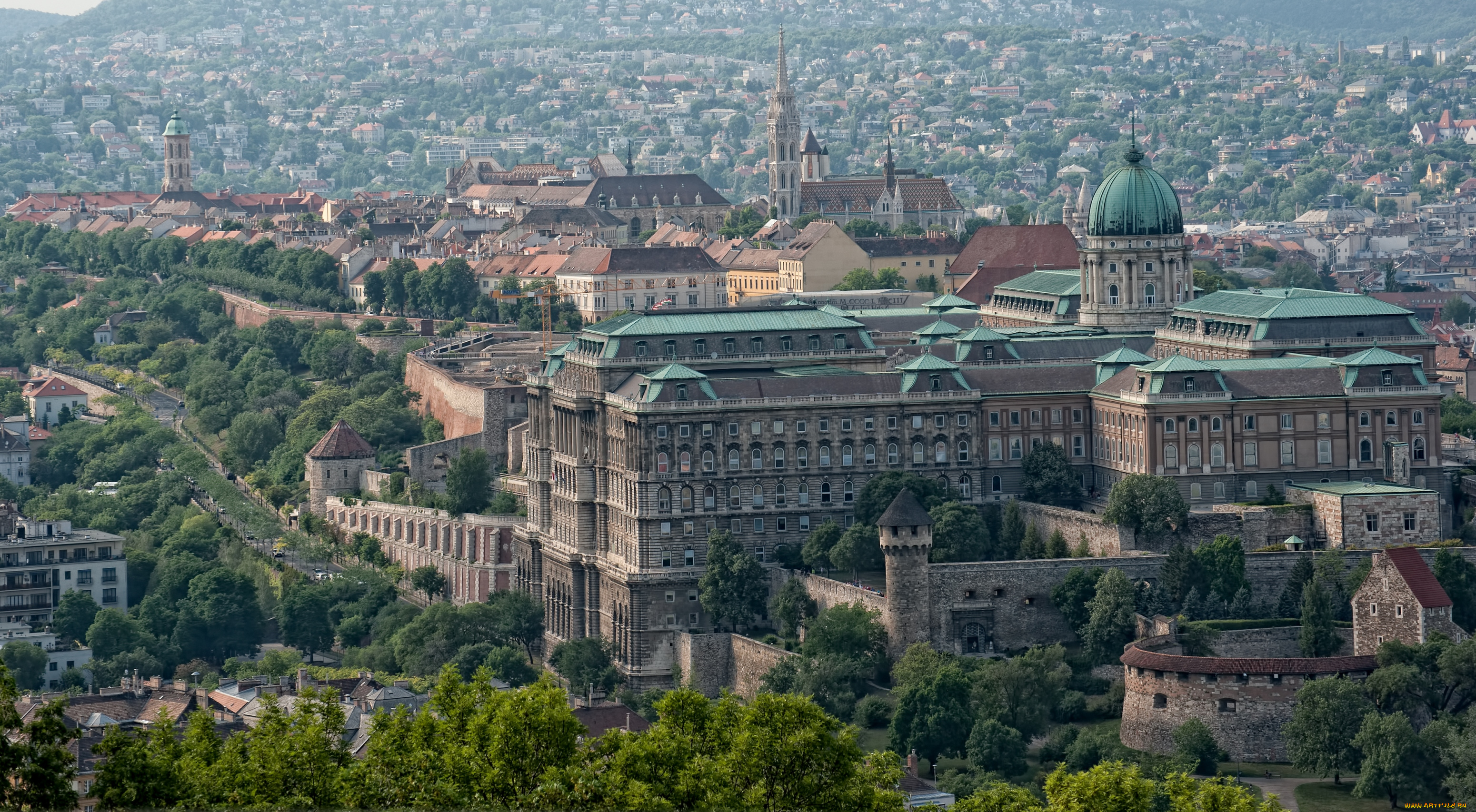 города, будапешт, венгрия, панорама, крыши, замок