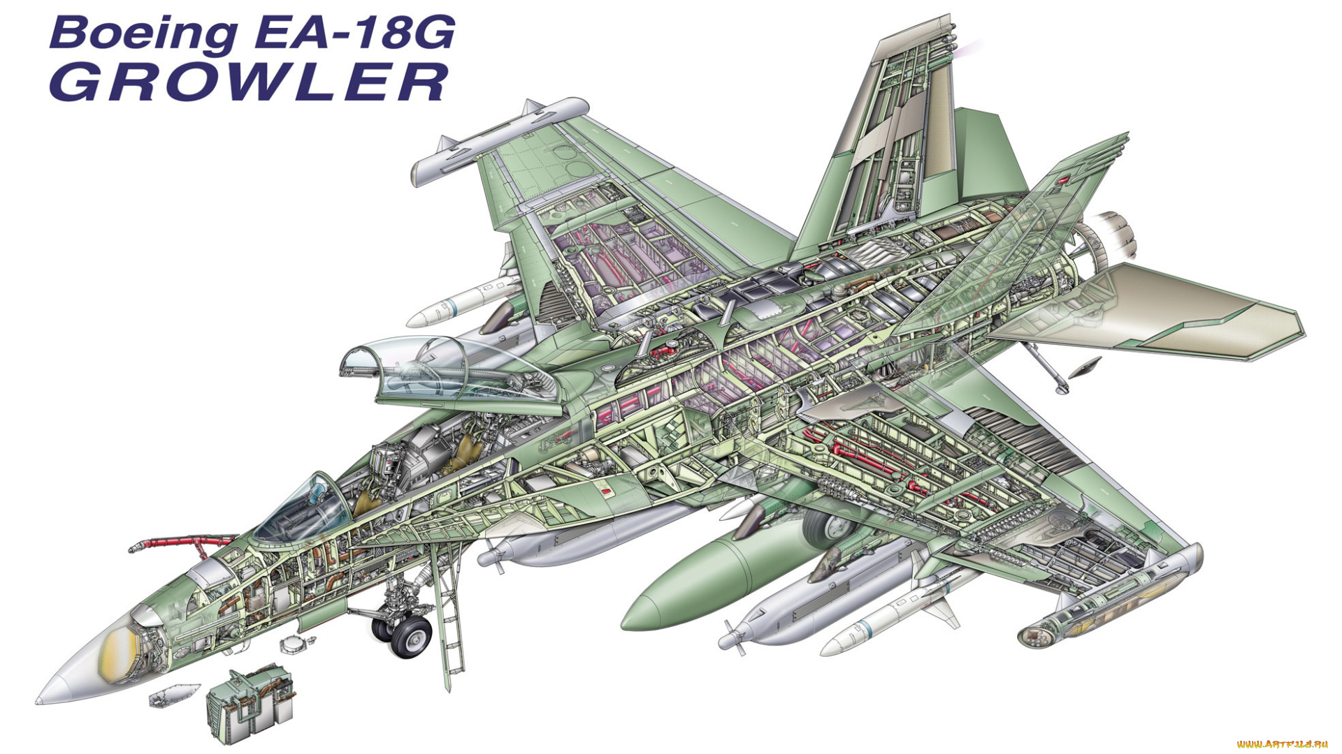 авиация, 3д, рисованые, v-graphic, палубный, гроулер, growler, boeing, ea-18, самолёт