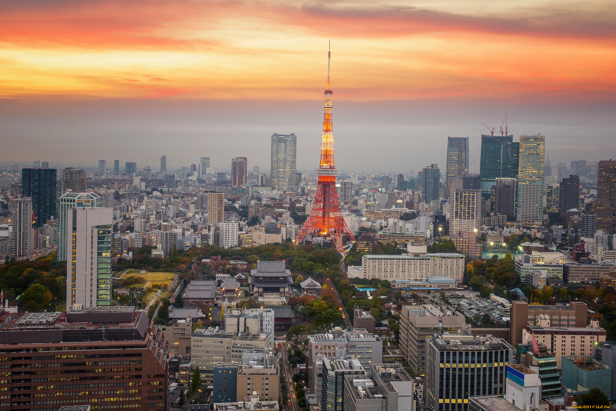 tokyo, tower, города, токио, , Япония, рассвет