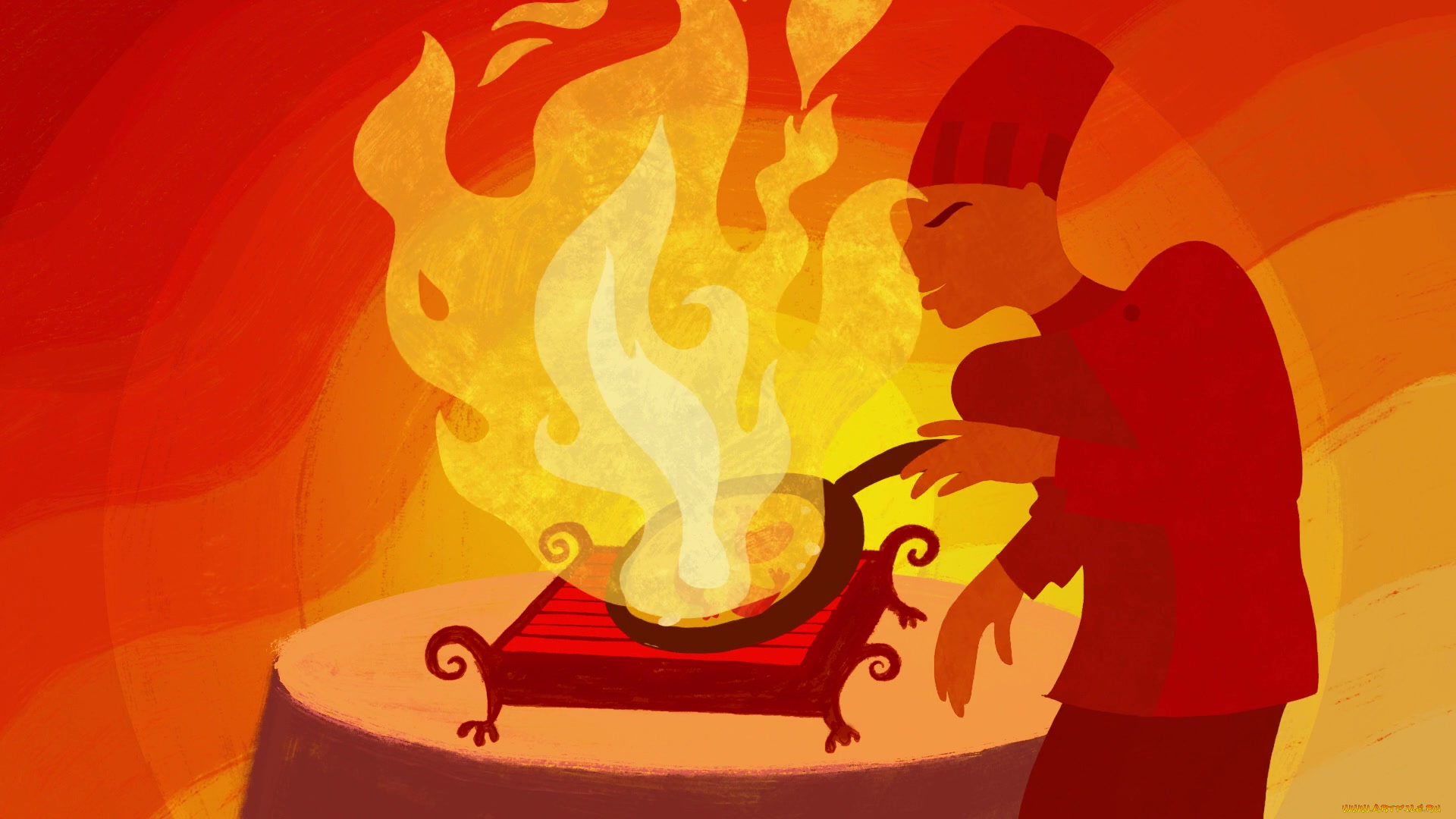 мультфильмы, the, princess, and, the, frog, пламя, сковорода, огонь, повар